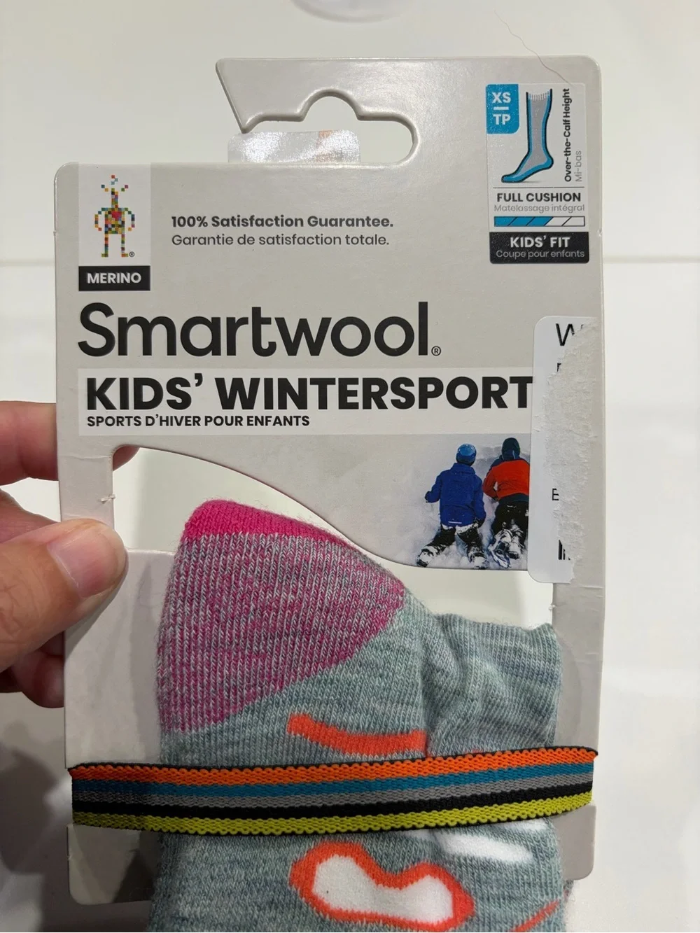 SmartWool Boys Girls Kids XS Wintersport Pattern Ski Socks Grey Pink NWT Snow
